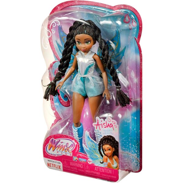 Winx Club Aisha Feenpuppe mit abnehmbaren Flügeln und glitzerndem, sportlichem Look