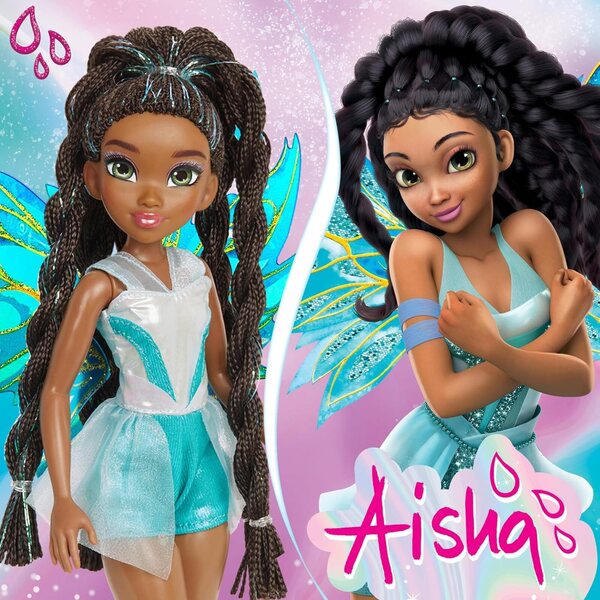 Winx Club Aisha Feenpuppe mit abnehmbaren Flügeln und glitzerndem, sportlichem Look
