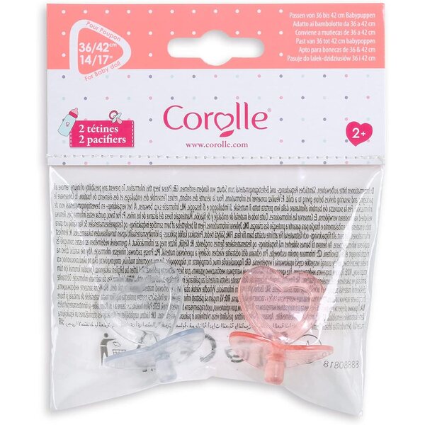Corolle Paar Herzschnuller für 14-17-Zoll-Puppen, rosa und transparent