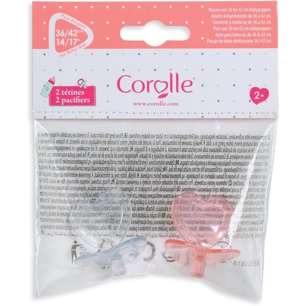 Corolle Paar Herzschnuller für 14-17-Zoll-Puppen, rosa und transparent