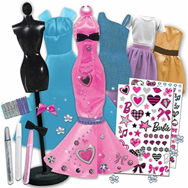 Ensemble de créateurs de mode Barbie pour filles de 4 à 9 ans avec tissus et accessoires créatifs