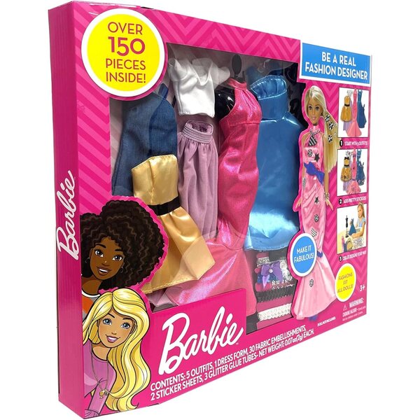 Ensemble de créateurs de mode Barbie pour filles de 4 à 9 ans avec tissus et accessoires créatifs