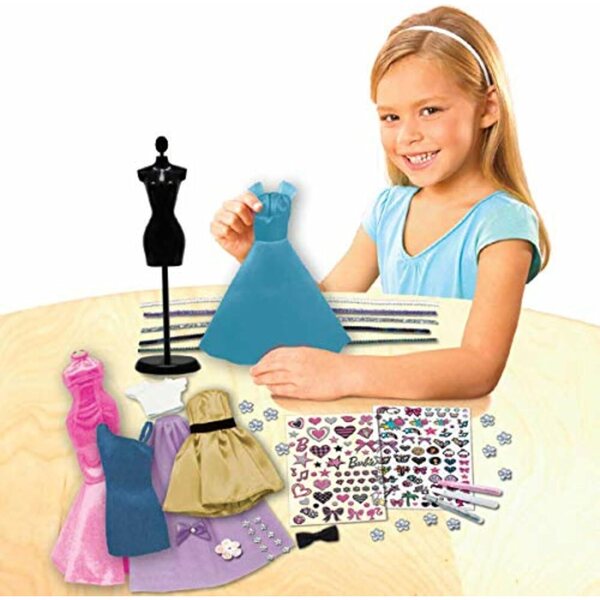 Ensemble de créateurs de mode Barbie pour filles de 4 à 9 ans avec tissus et accessoires créatifs