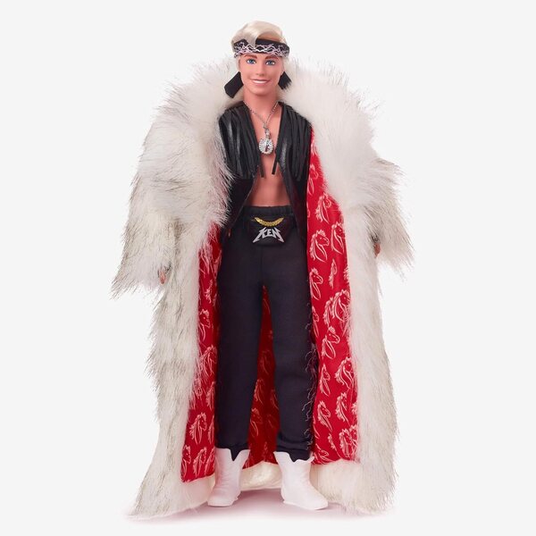 Ken Collectible Barbie The Movie mit Kunstpelzmantel und schwarzer Weste mit Fransen