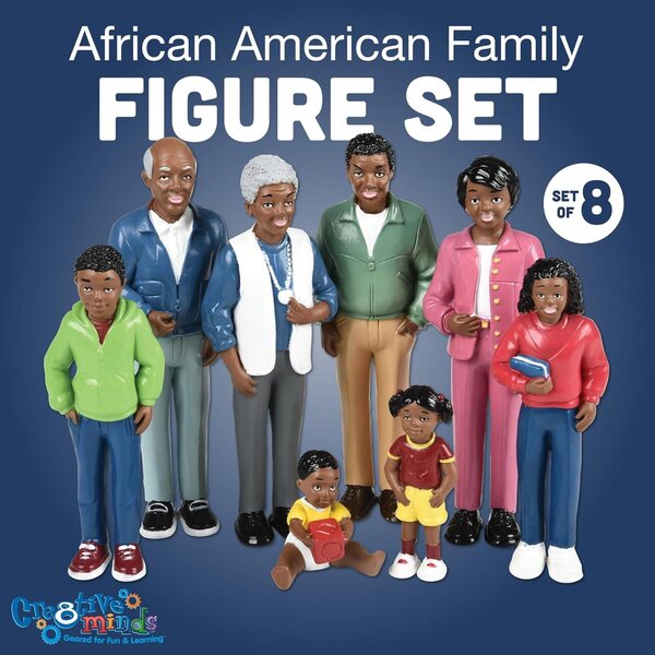Set mit 8 afrikanischen Familienfiguren für Kinder ab 3 Jahren, inklusive Spiel für mehrere Generationen