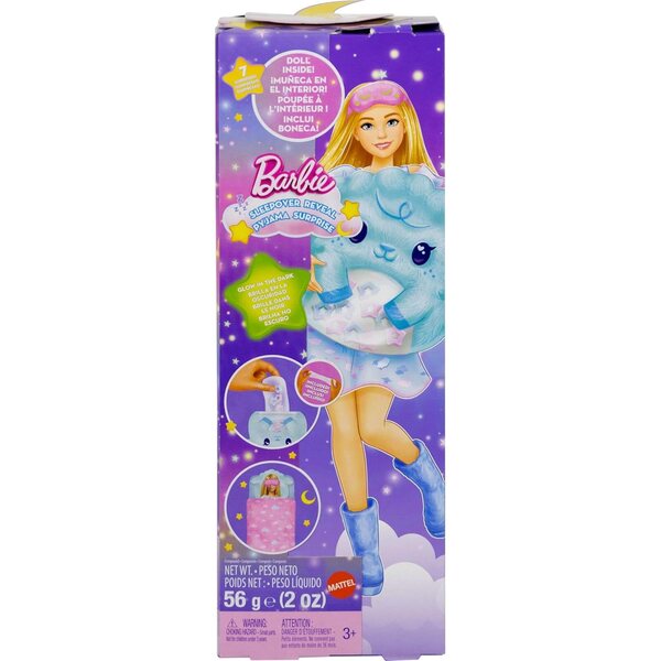 Barbie Party Unboxed Sleepover Reveal avec 7 surprises et un pyjama lumineux