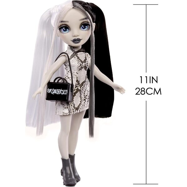 Panenka Rainbow High Shadow High Heather - 28 cm s černobílým oblečkem