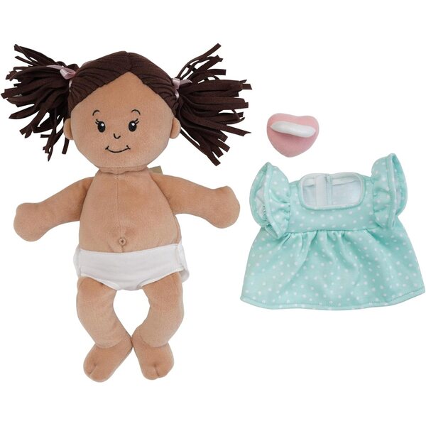 Love, Stella Soft Baby Doll for 1 + Year Old by Manhattan Toy - Beige with Brown Pigtails
