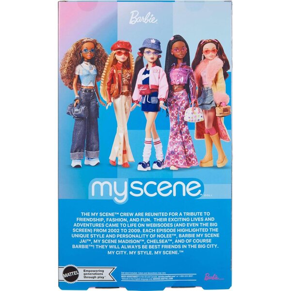 Barbie My Scene Nolee mit sportlichem Y2K-Outfit, Accessoires und Präsentationsständer