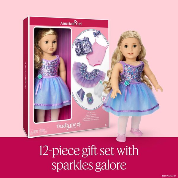 American Girl, Truly Me #125 Doll & Dance All Day Set, with Hazel Eyes, Curly Blonde Hair, Light Skin, Ages 6+