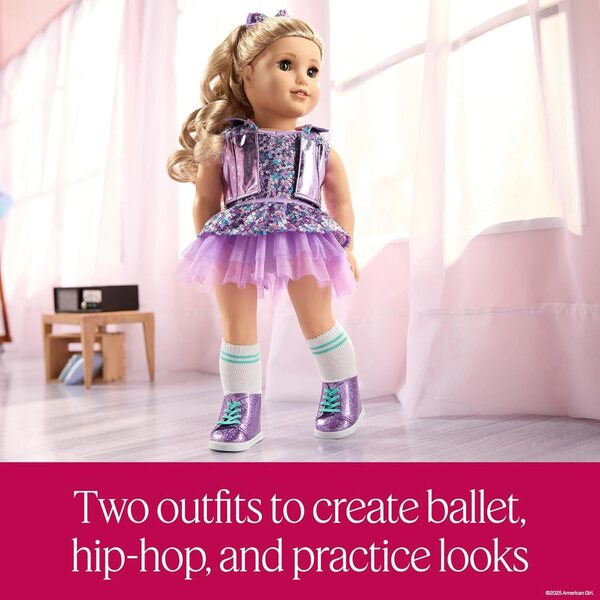 American Girl, Truly Me #125 Doll & Dance All Day Set, with Hazel Eyes, Curly Blonde Hair, Light Skin, Ages 6+