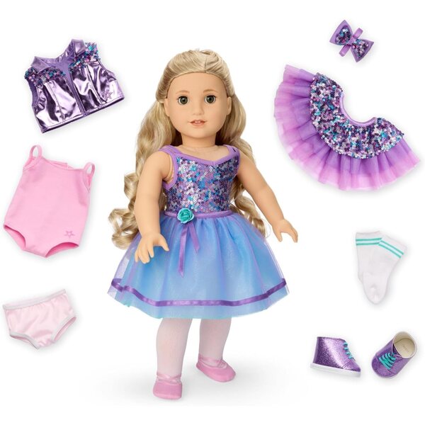 American Girl, Truly Me #125 Doll & Dance All Day Set, with Hazel Eyes, Curly Blonde Hair, Light Skin, Ages 6+