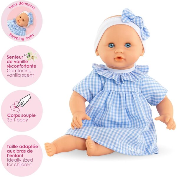 Corolle Premier Poupon Câlin - 12" Soft Baby Doll with Vanilla Scent, Pink Outfit & Sleeping Eyes for Girls Ages 18 Months+, Cute Reborn Realistic Baby Dolls for 2 Year Old Girls