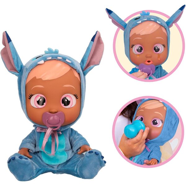 Cry Babies Disney Stitch – 12-Zoll-Puppe mit Stitch-inspiriertem Pyjama für Kinder ab 18 Monaten