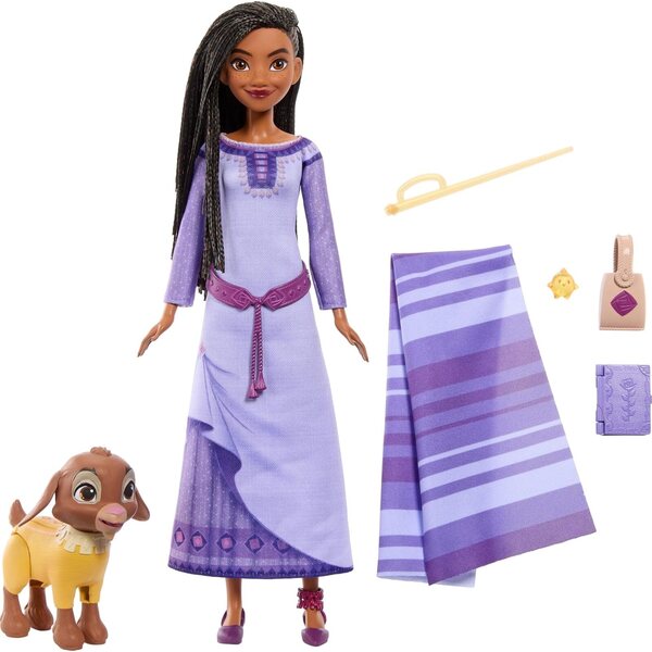 Mattel Disney Wish Asha of Rosas Adventure Pack - Posable Model Doll με αξεσουάρ και ζώα
