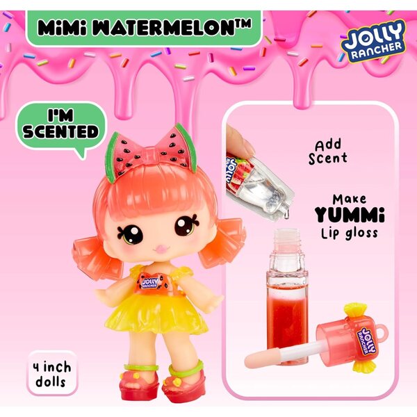 Yummiland Mimi Melancia JOLLY RANCHER Boneca com brilho labial Kit DIY 4+
