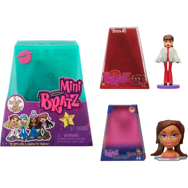 Mini Bratz Serie 3: 24 Sammelfiguren mit Überraschungsverpackung und stapelbarem Display