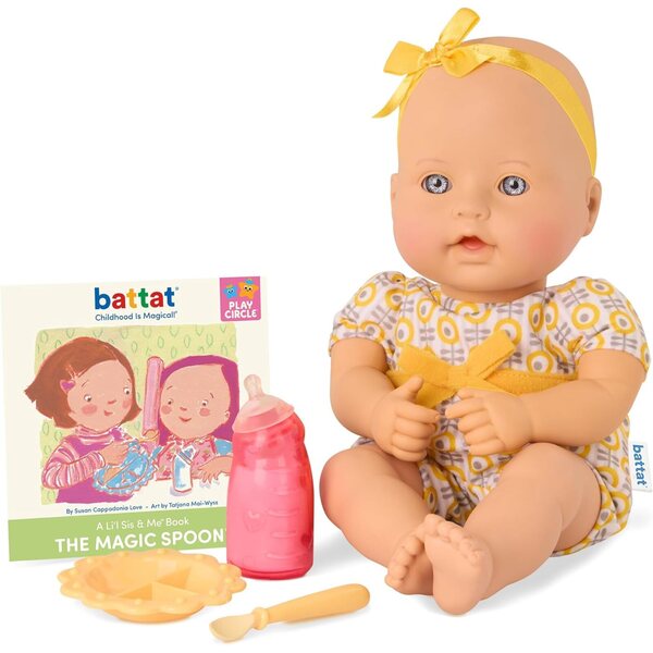 Baby Sweetheart Battat 12'' - Mäkká novorodenecká bábika s doplnkami a rozprávkovou knihou