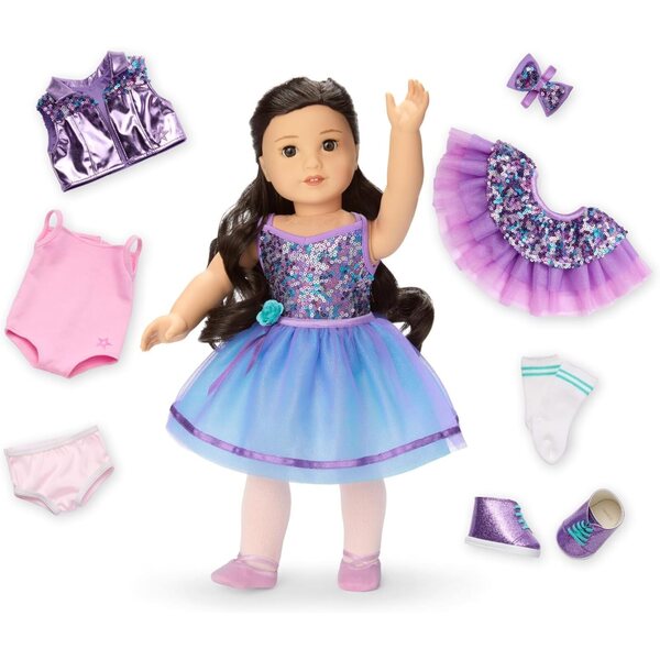 Zestaw lalek i tańca American Girl Truly Me #111 z ubraniami i akcesoriami do tańca przez cały dzień