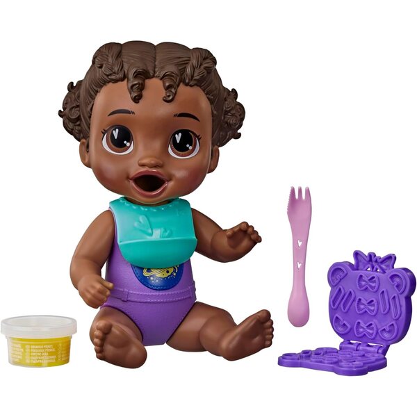 Baby Alive Dinnertime Creations, Black Hair Doll with Play Food Accessories, 11 inches, Toys for 3+ Year Old Girls and Boys