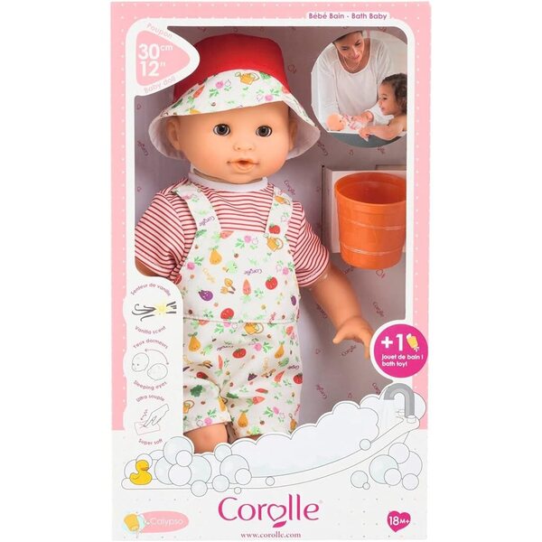Corolle Bebe Bath Calypso Garden, sanft nach Vanille duftende Badepuppe für Kinder ab 18 Monaten