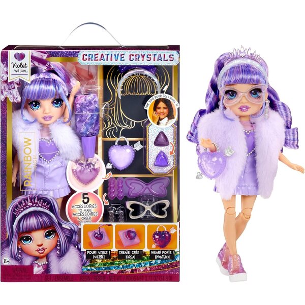 Rainbow High Creative Crystals Violett – 11-Zoll-Puppe mit DIY-Kristall-Zubehörset