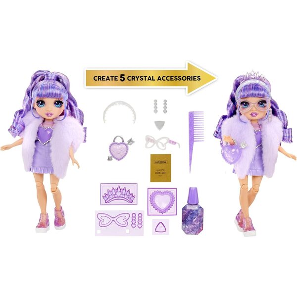 Rainbow High Creative Crystals Violett – 11-Zoll-Puppe mit DIY-Kristall-Zubehörset
