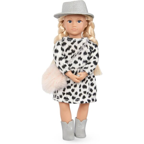 Lori Brinne Mini muñeca de 6 pulgadas, muñeca de moda con vestido y accesorios para niños mayores de 3 años