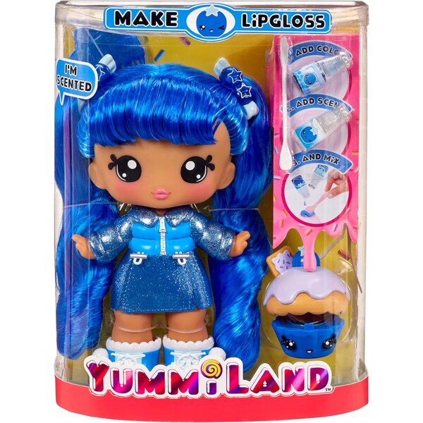 Grande poupée Yummiland Rory Blueberry avec brillant à lèvres et Num Nom – 4 ans et plus