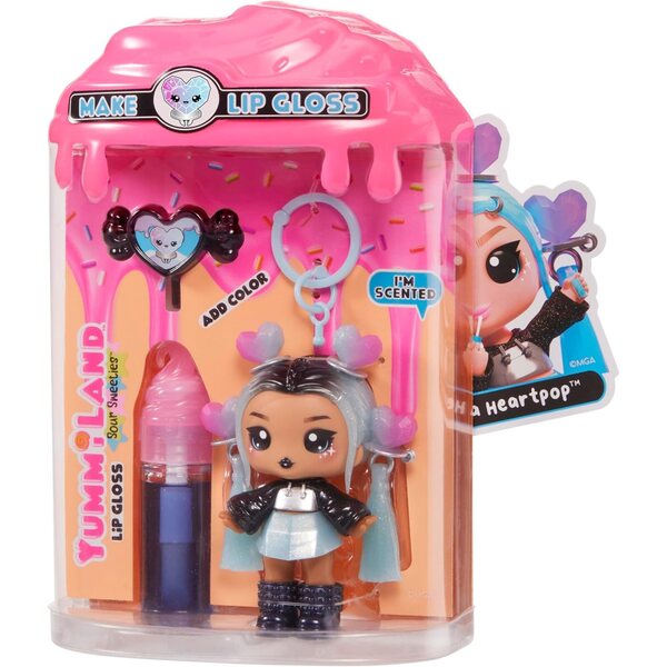 Yummiland Lipgloss-Puppe Sour Sweeties Nina Heartpop – Spielzeug mit DIY-Lipgloss und Schlüsselanhänger