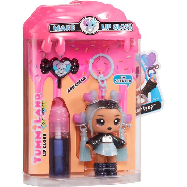 Yummiland Lipgloss-Puppe Sour Sweeties Nina Heartpop – Spielzeug mit DIY-Lipgloss und Schlüsselanhänger