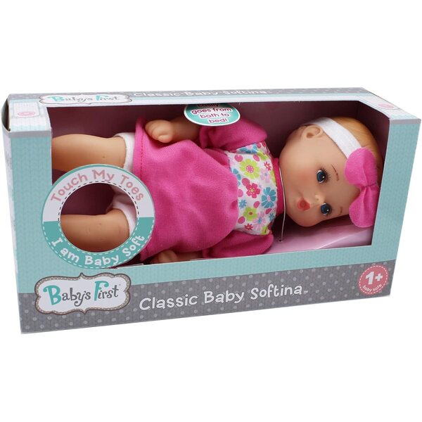 Baby Softina ružový pulóver s kvetinovou čelenkou - Bezpečná bábika na 1 rok+