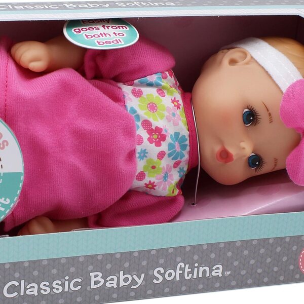 Baby Softina ružový pulóver s kvetinovou čelenkou - Bezpečná bábika na 1 rok+