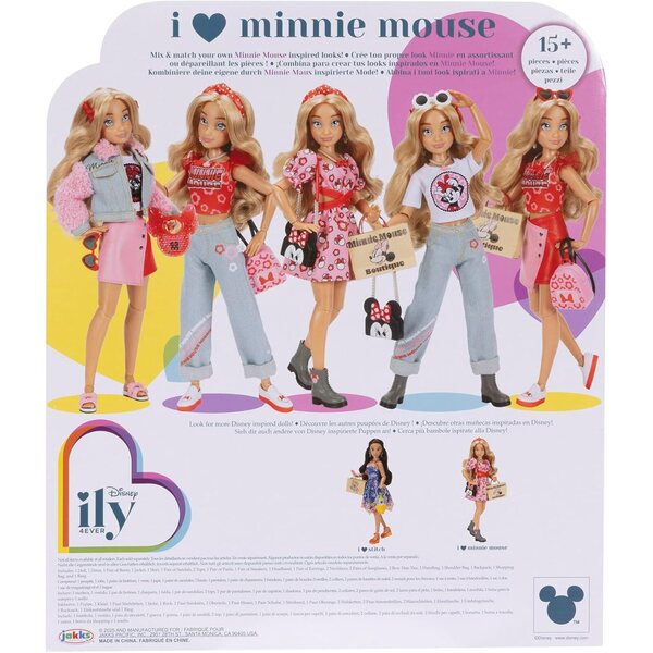 Disney ILY 4ever Puppe inspiriert von Minnie, 29 cm, mit Garderobe und funkelndem Ring