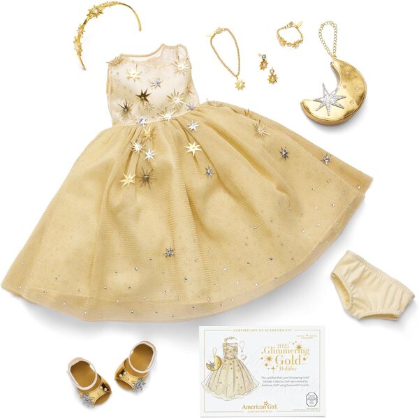 Zlata zbirateljska lutka American Girl 2025 s kristali Swarovski
