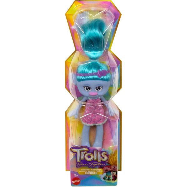 Mattel Trolls Band Together Poupée chenille avec cheveux colorés et accessoire de mode