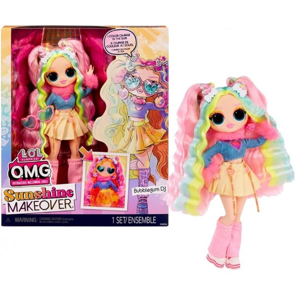 L.O.L. Surprise OMG Bubblegum DJ Fashion Doll Farbwechsel, Haare und Kleidung