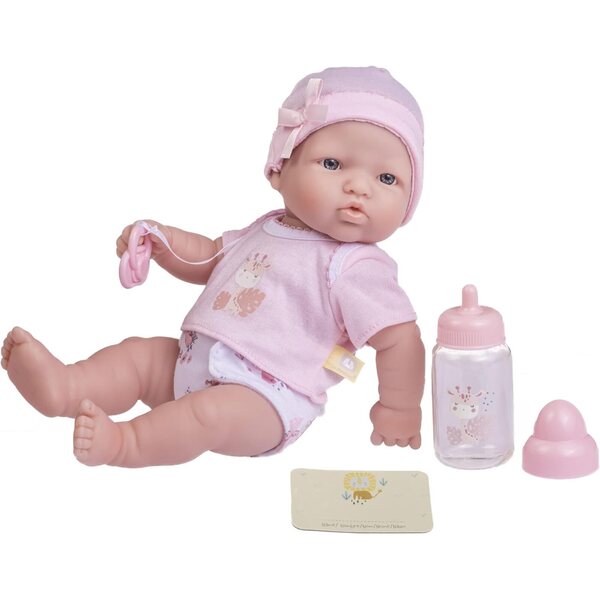 JC Toys La Nursery tat-Twelid - Sett ta' 7 Biċċiet Pupa tat-Twelid ta' 12" b'Aċċessorji Roża