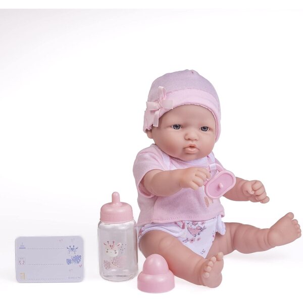 JC Toys La Newborn Nursery - Ensemble de 7 pièces poupée nouveau-né 12" avec accessoires roses
