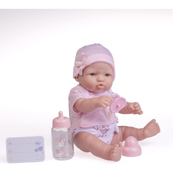 JC Toys La Newborn Nursery - Ensemble de 7 pièces poupée nouveau-né 12" avec accessoires roses