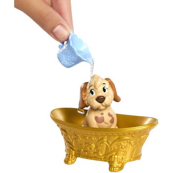 Mattel Disney Princess Belle med hund, badkar, tillbehör och vattenfärgsbyte