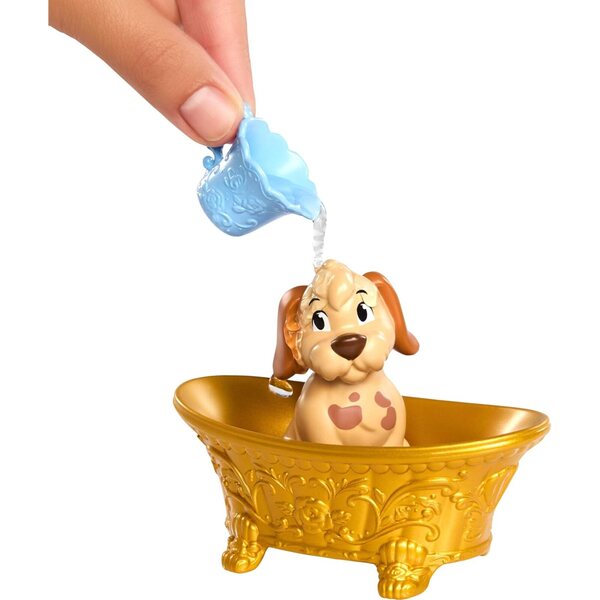 Mattel Disney Princess Belle med hund, badkar, tillbehör och vattenfärgsbyte