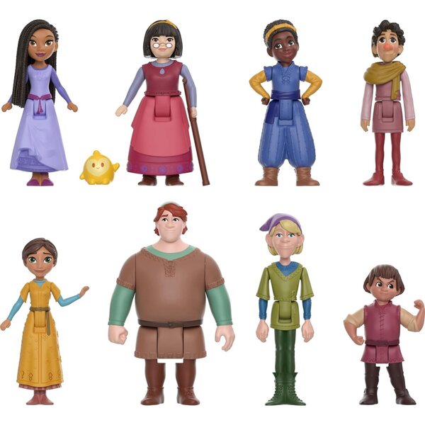 Set mit 8 Disney Wish Teens-Puppen mit Star-Actionfigur – Designerkleidung und mobile Pose