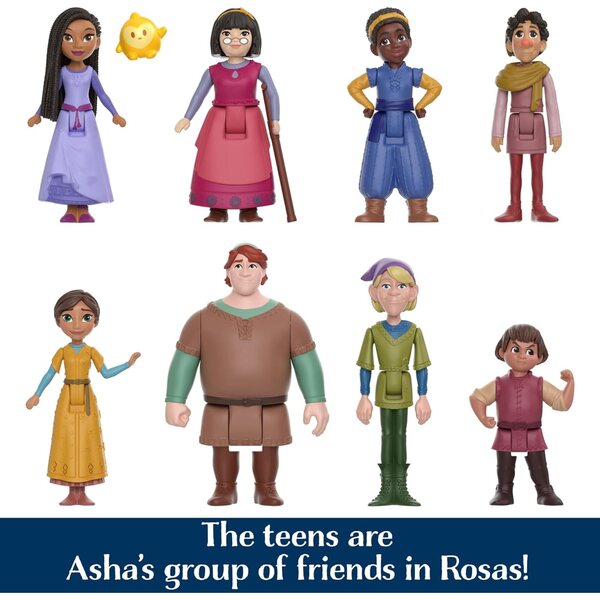 Ensemble de 8 poupées Disney Wish Teens avec figurine Star - Vêtements de créateurs et pose mobile