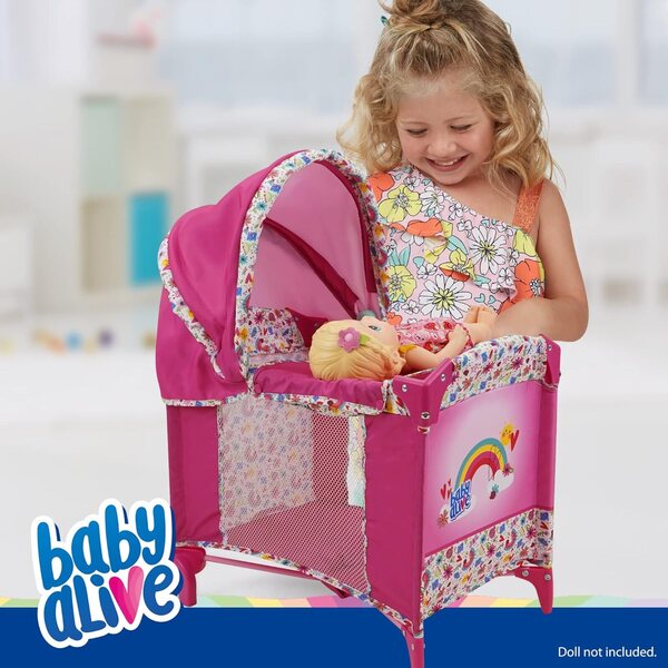 Baby Alive Deluxe Cot με αφαιρούμενη οροφή και τσέπες, έως 46 cm - Dolls Game