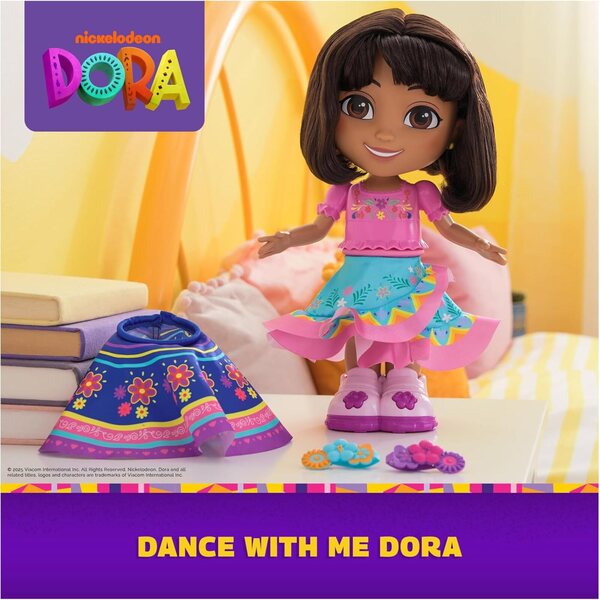 Dora Interactive Dance with Me mit 2 Röcken, zweisprachigen Sätzen und Musik für Kinder ab 3 Jahren