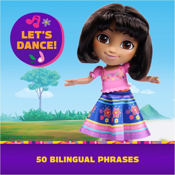 Dora Interactive Dance with Me mit 2 Röcken, zweisprachigen Sätzen und Musik für Kinder ab 3 Jahren