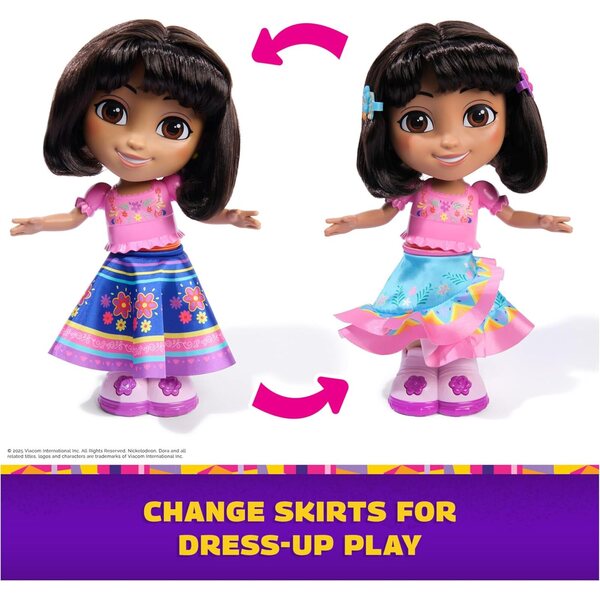 Dora Interactive Dance with Me mit 2 Röcken, zweisprachigen Sätzen und Musik für Kinder ab 3 Jahren
