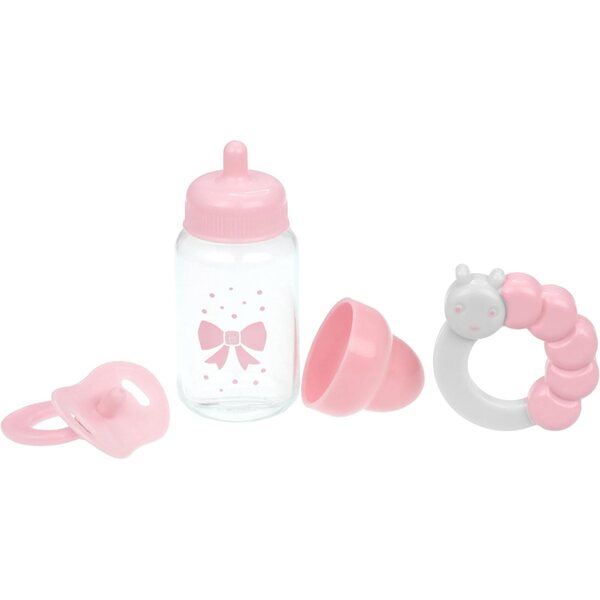 Pink Baby Doll Bottle, Rattle & Pacifier Set | JC Toys - for Keeps Playtime! | Fits Many Dolls up to 15" | Play Accessories | Ages 2+