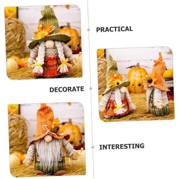 Set 2 Gnomi Decorativi in Cotone per Festa del Ringraziamento e Decorazioni Autunnali